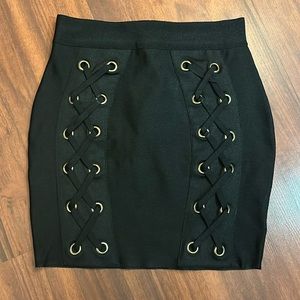 by the way. Lace Up Black Pencil Skirt, Size XS